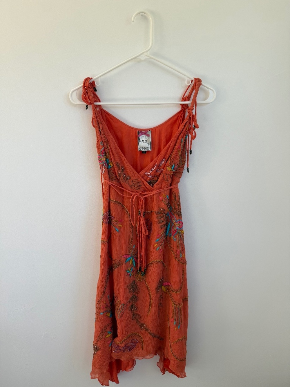 Yoana Baraschi 100% Silk Embroidered Anthropology Midi Dress